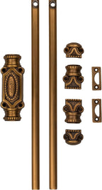 Antique Brass Cremone Bolt Set - Solid Brass Cabinet Hardware with 2' Rods & Handle, Perfect for Cabinets & Restoration Projects, Easy One-Side Operation for Timeless Charm
