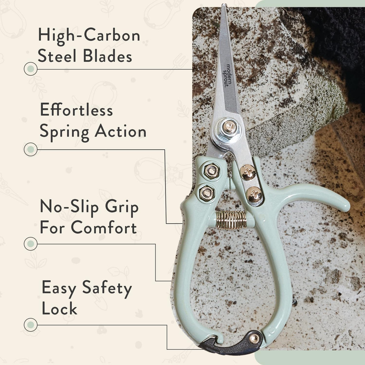 Modern Sprout Pruning Shears with Gray Holster Sheath Set