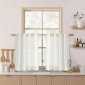 Beige White Linen Curtains for Kitchen Windows Over Sink Neutral 30 Inch Length by Nanspring