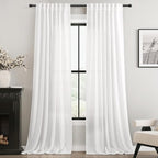 Linen White Curtains 90 inches Long by Jolilight