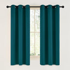 NICETOWN Teal Blackout Cafe Faux Silk Curtains by NICETOWN