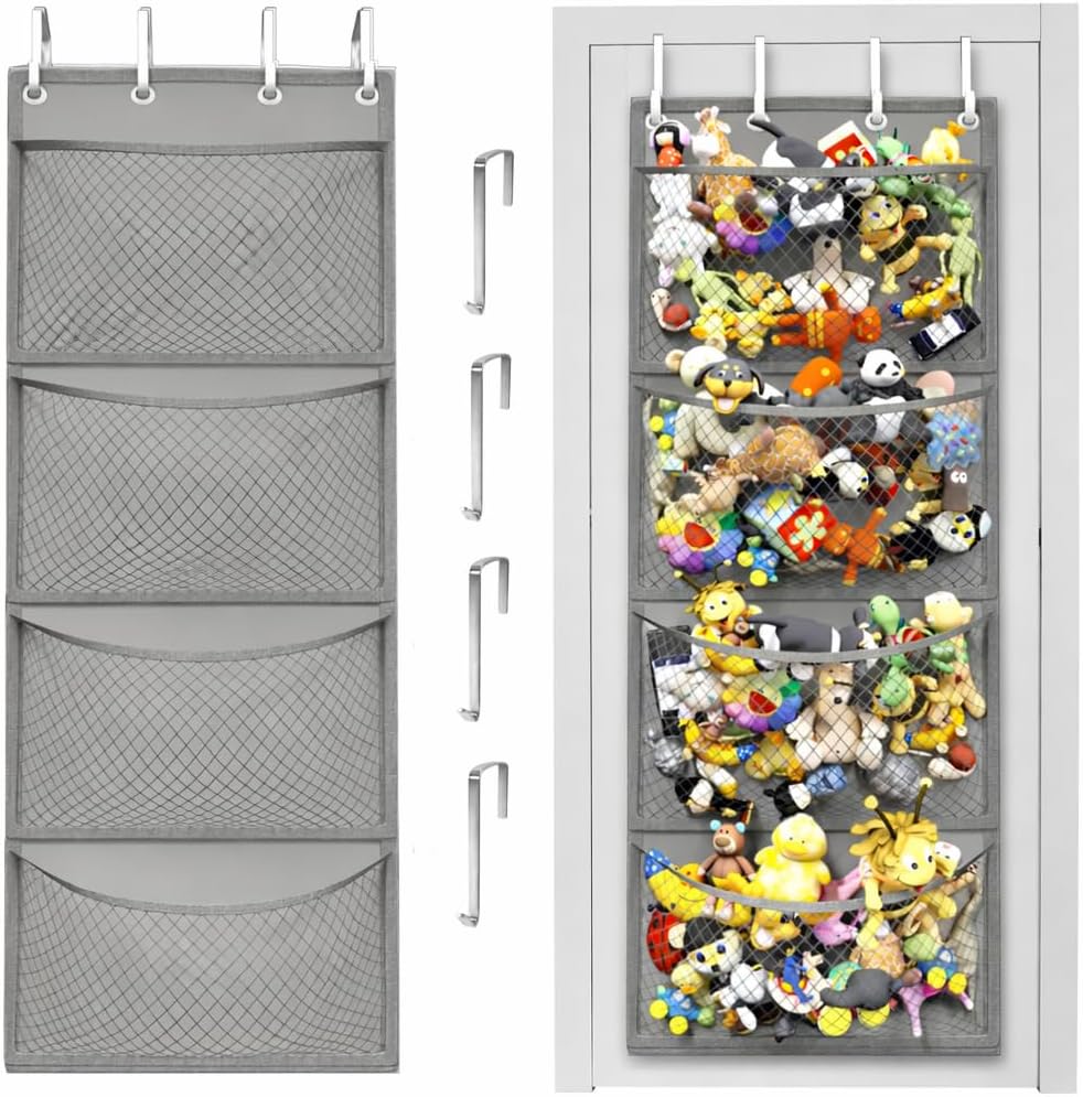 Honeyera The Original Storage for Stuffed Animals, Over Door Organizer for Stuffies, Baby Accessories, Toy Plush, Breathable Hanging Pockets Big Girls Toddler Large Bag