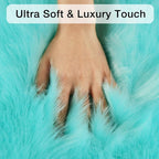 duduta Turquoise Blue Faux Sheepskin Runner Rugs 2x6 ft, Fluffy Shag Bedroom - Image 5
