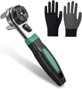 Adjustable Ratchet Wrench, Universal 6.35mm-22.2mm (1/4"-7/8") CR-V Steel Ratcheting Wrench, Non-Slip TPR Handle, Self-Adjusting Multi-Size Wrench for Auto, Motorcycle, Machinery & Home Repair
