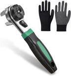 Adjustable Ratchet Wrench, Universal 6.35mm-22.2mm (1/4"-7/8") CR-V Steel Ratcheting Wrench, Non-Slip TPR Handle, Self-Adjusting Multi-Size Wrench for Auto, Motorcycle, Machinery & Home Repair