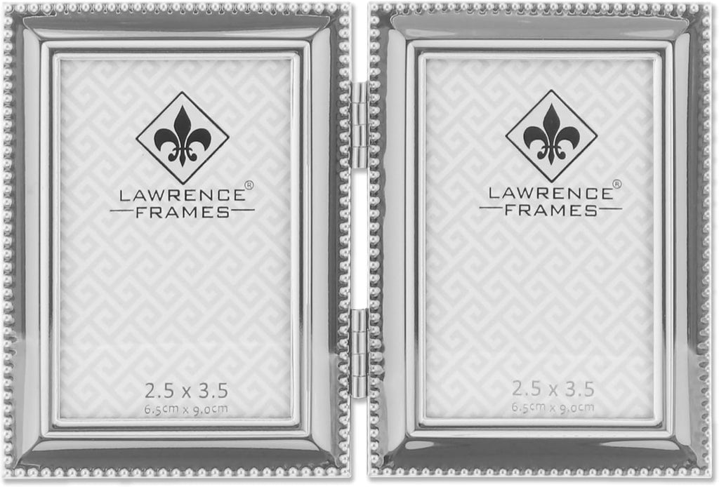 Lawrence Frames Bead Border Design, 2.5x3.5 Double, Silver