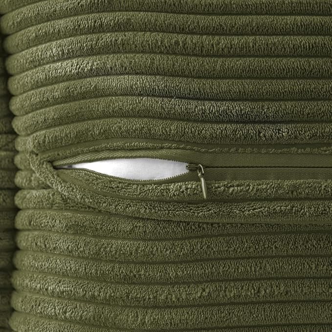 MIULEE Olive Green Corduroy Lumbar Pillow Covers 12x20 Inch 12x20 Inch - Image 7