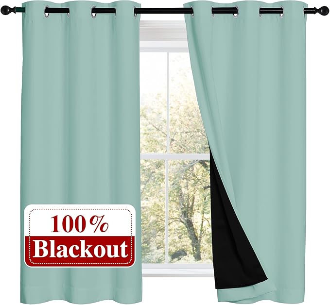 NICETOWN 100% Blackout Curtains 54 inches Long, Double-Deck Completely Blackout by NICETOWN