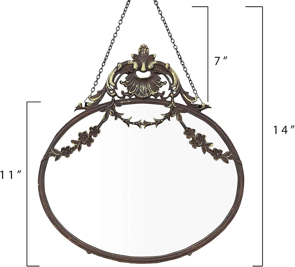 Creative Co-Op Pewter Framed Wall Mirror with Decorative Chain and Antique Finish, Bronze