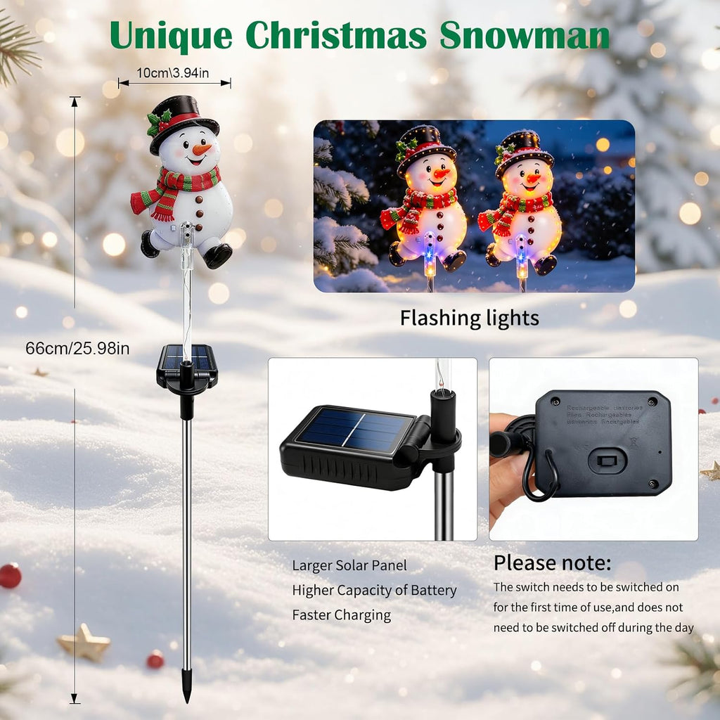 4 Pack Solar Snowman Christmas Decorations Outdoor, Snowman Yard Decor