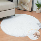 ORINOVA White Faux Fur Round Rug 4ft Fluffy Rabbit Fur Rug Machine Washable by ORINOVA
