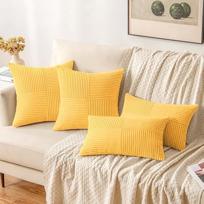 MIULEE Yellow Decorative Throw Pillow Covers 18x18 Inch - Image 4