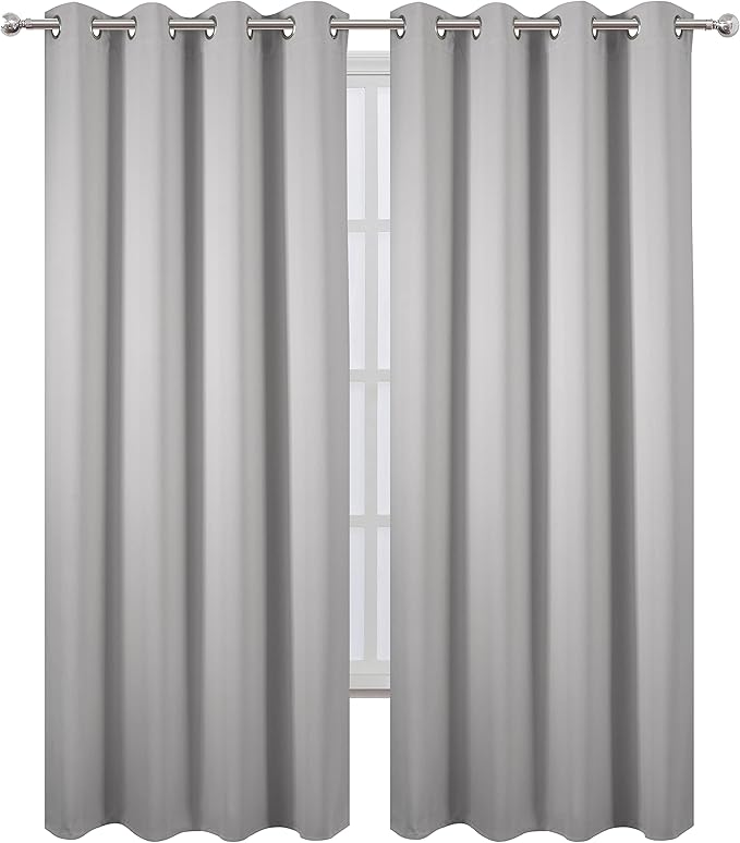LEMOMO Blackout Curtains 52 x 95 inch/Light Grey Curtains Set of 2 - Image 2