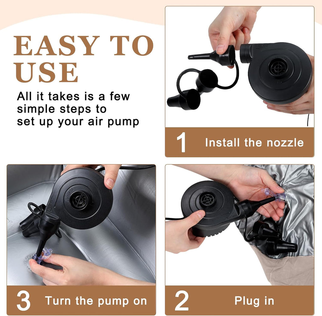 Realspring 6 Pcs Inflatable Bean Bag Chairs, Electric Air Pump, Coffee