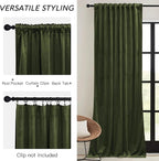 RYB HOME Olive Green Velvet Curtains 90 inches Long - Image 5