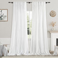 Linen White Curtains 120 inch Extra Long by Nanspring