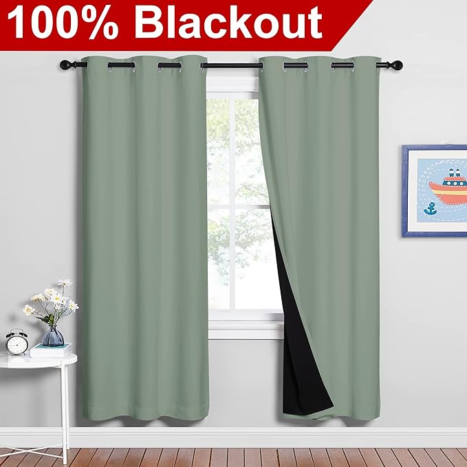 NICETOWN 100% Blackout Window Curtain Panels, Full Light Blocking Drapes - Image 2