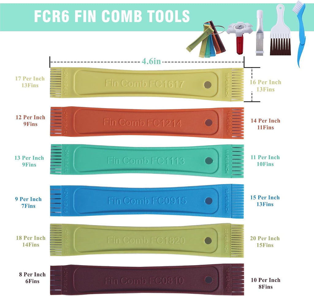 10 Pcs Air Conditioner Fin Comb Cleaner kit AC Coil Cleaning Brush 5 Different Fin Combs Condenser Fin Straightener AC Evaporator Comb Radiator Repair Clean Tool (Multicolor)