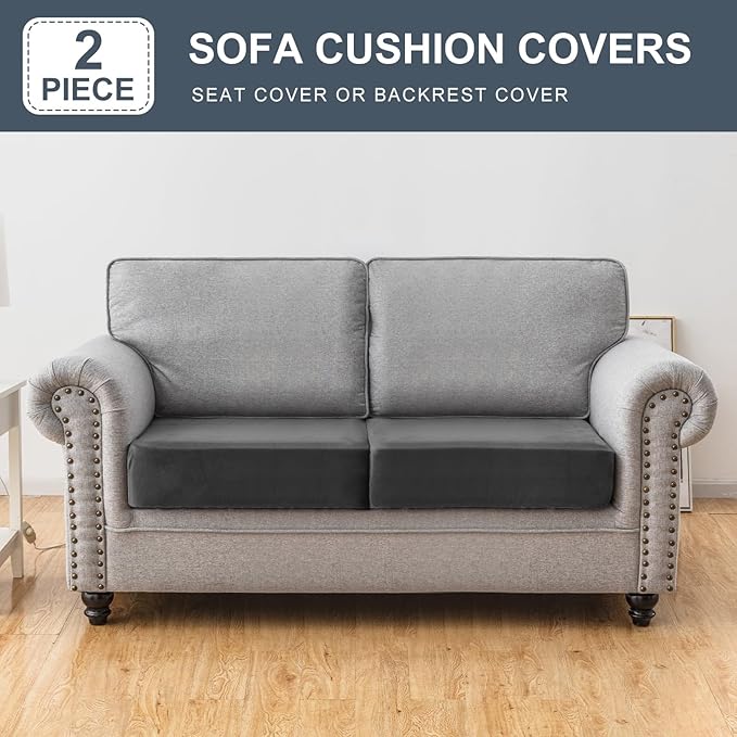 Couch Cover Stretch Velvet Sofa Cushion Cover 2-Piece - Image 3