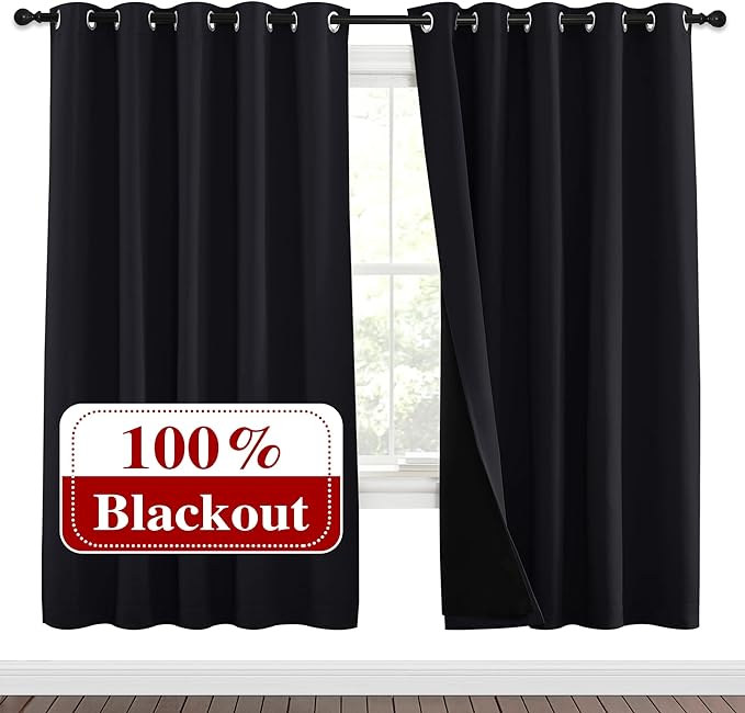 NICETOWN 100% Blackout Window Curtain Panels, Full Light Blocking Drapes by NICETOWN