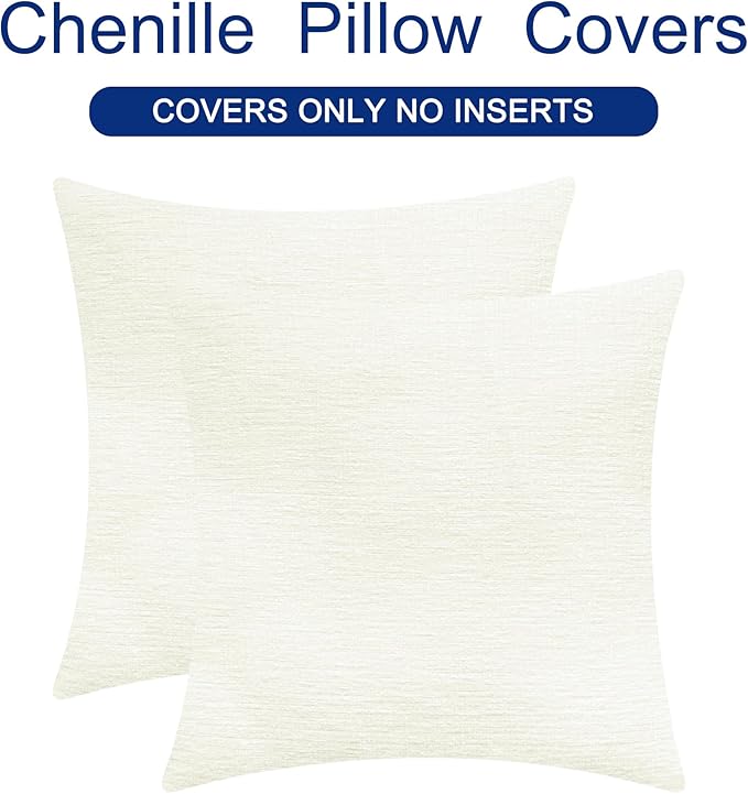 CaliTime Throw Pillow Covers Decorative 24 X 24 Inches Pack of 2 Cozy Chenille - Image 6