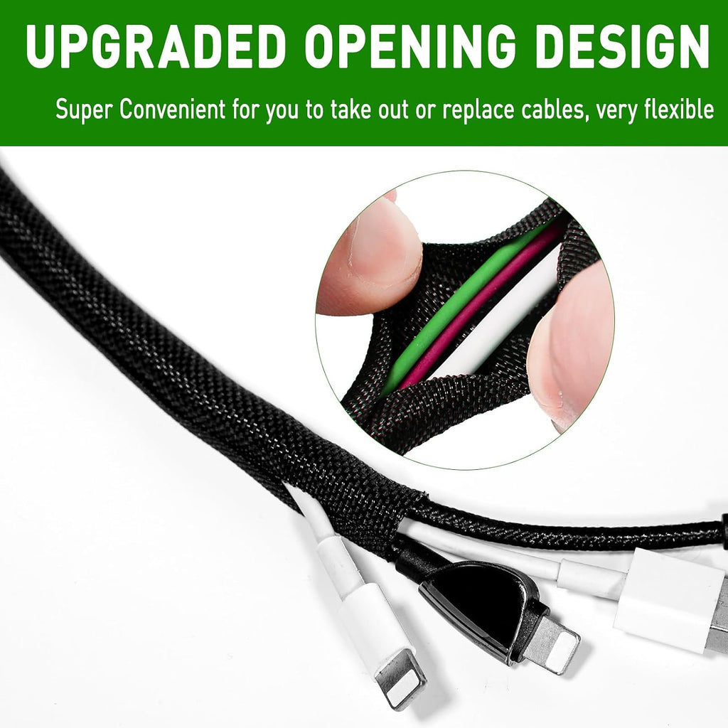 20FT Split Cable Management Sleeve Wire Loom Tubing Cord Protector for High-Temperature Automotive Harness Wires and Home Cable Management,Self-Wrapping Braided Cord Covers (1/2 Inch)