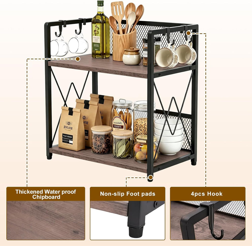Coffee Bar Organizer, Kitchen Counter Organizer, Wood Coffee Bar Shelf