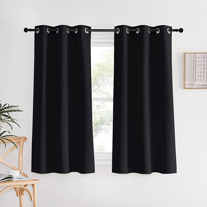 NICETOWN Black Curtains for Boys Room, W34 x L60 by NICETOWN