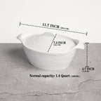 Casserole Dish 1.4 Quart French White Ceramic Bakeware Set with Lids, Chip and Crack Resistant Stoneware Baking Dish, Microwave, Dishwasher, Oven, Freezer and Fridge Safe (11.7 INCH Oval)