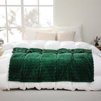 Dark Hunter Green Throw Blanket 50"×60" inches Fuzzy 3D Jacquard Decorative - Image 3