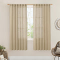 LAMIT Brown Linen Boho Curtains 68 inch Length 2 Panels, Light Filtering Semi by LAMIT