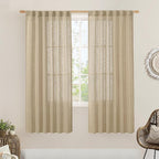 LAMIT Brown Linen Boho Curtains 68 inch Length 2 Panels, Light Filtering Semi by LAMIT