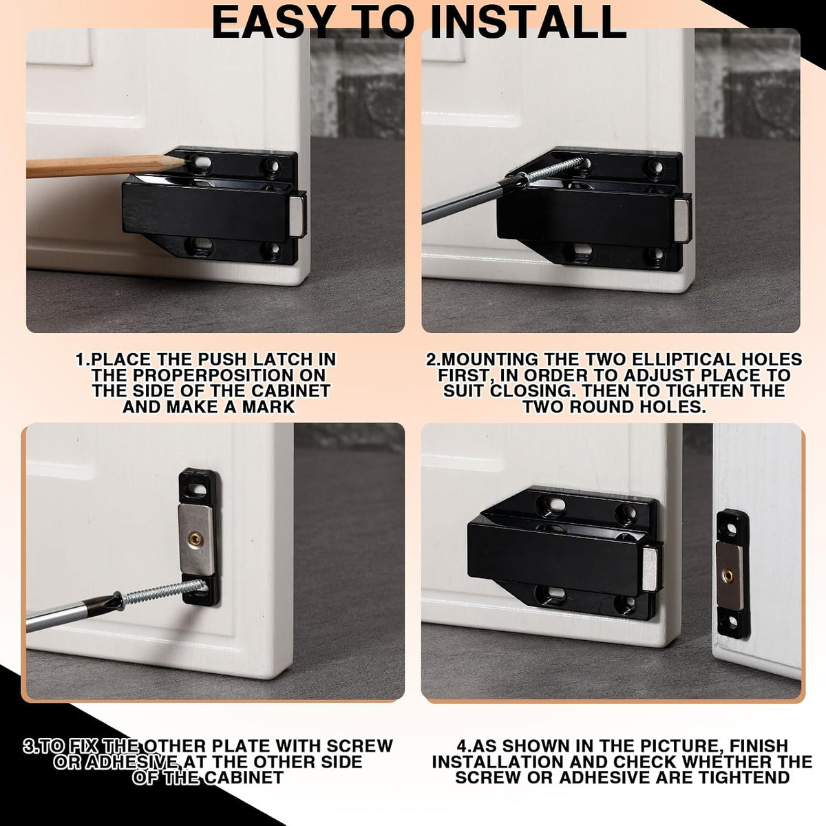 Zonon 16 Pack Magnetic Push Latch Push to Open Cabinet Hardware, Black