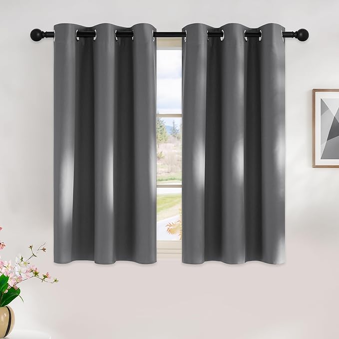 NICETOWN Grey Kitchen Blackout Short Curtain Panels by NICETOWN