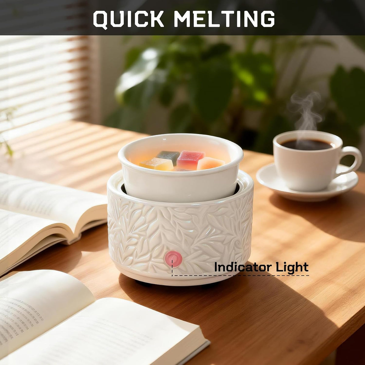 Ceramic Wax Melt Warmer for Scented Wax Electric Wax Burner-White