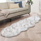 ORINOVA White and Grey Ultra Soft Faux Fur Shaggy Runner Rug 2x6 by ORINOVA