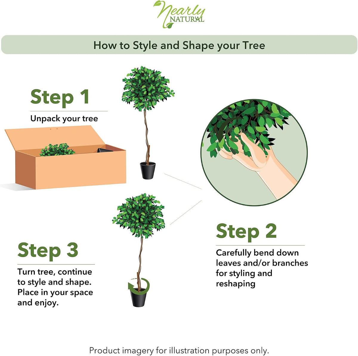 Nearly Natural 4 ft Artificial Triple Trunk Ficus Tree with Pot