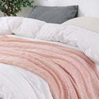 BOURINA Pink Throw Blanket 60x80 Inches Throw Textured Solid Soft Sofa Throw - Image 3