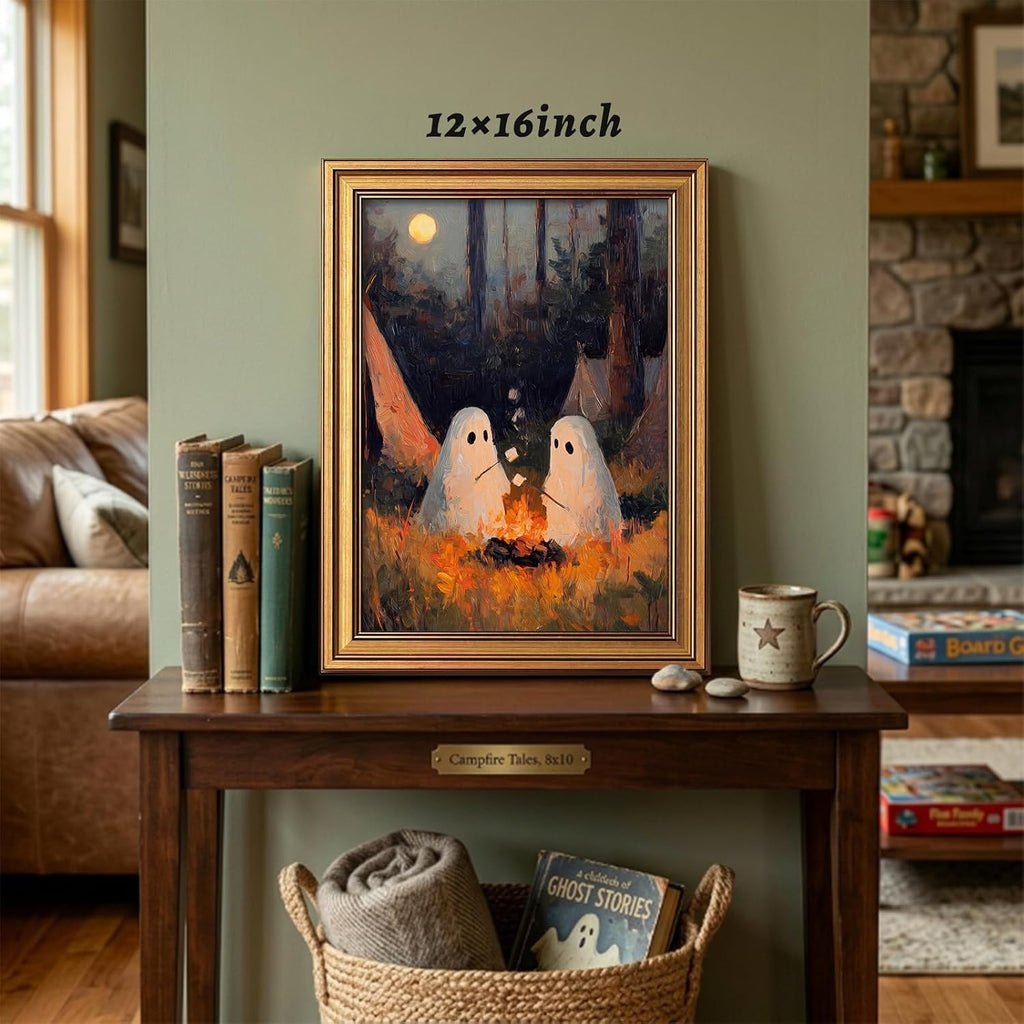 Vintage Gold Framed Halloween Wall Art, Cute Ghosts Pictures Wall Decor