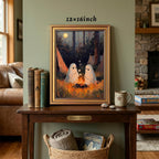 Vintage Gold Framed Halloween Wall Art, Cute Ghosts Pictures Wall Decor