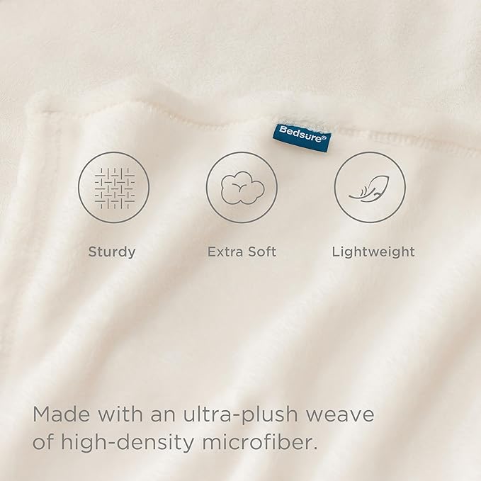 Bedsure GentleSoft Fleece Bed Blankets Full Size Cream - Image 3