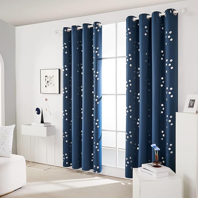 Deconovo Designer Series Silver Cubic Print Blackout Curtains - Image 7