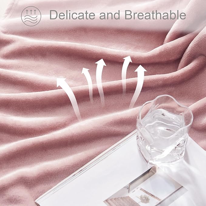 Exclusivo Mezcla Fleece Dusty Pink Throw Blanket - Image 6