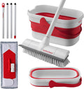 Outdoor Mop and Bucket Set with Scrub Brush for Concrete, Patio, Deck