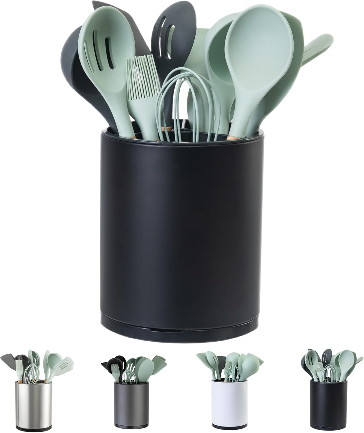 LIBODOUR Kitchen Utensil Holder,Extra Large 360°Rotating For Countertop