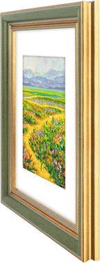 Golden State Art,9x12 Ornate Picture Frame Holds 6x8 Photo,Green Gold