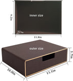 Stackable Organizer Drawer Classic Brown Pu Leather Handmade,Organize Home Office Desk Accessories and Sort Letter-Size Paper/a4 Document,Desk Caddy with Drawers Storage Box,13.1x10x3.7inches