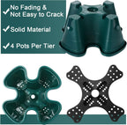 Umigy 2 Set 5 Tier Stackable Planters Vertical Garden Planters, Dark Green