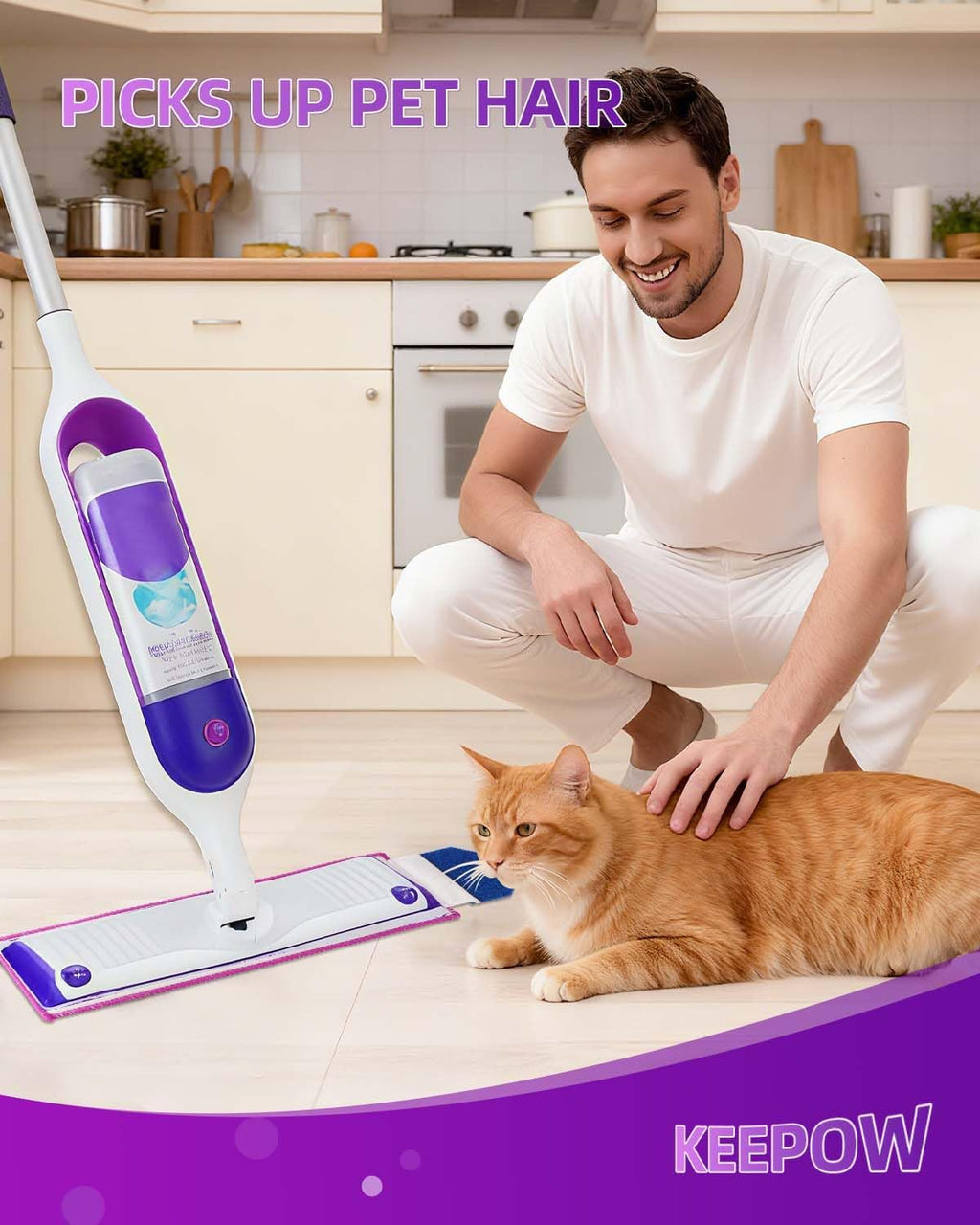 KEEPOW Reusable Power Mop Refills Pads Compatible with Swiffer PowerMop