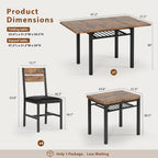 MapleGrace Extendable Dining Table Set for 4 with Built-in Shelf Rack Brown